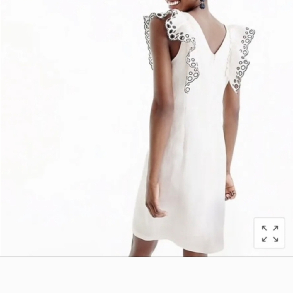 J. Crew White Eyelet Flutter-Sleeve Mini Dress